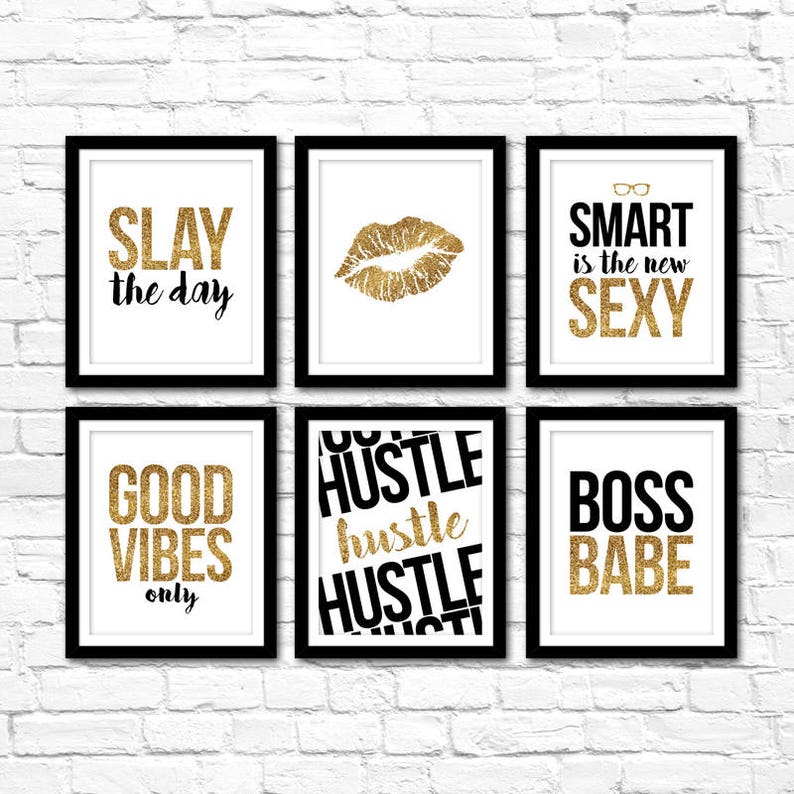 Printable Art Gold Glitter Office Collection Vol. 1  Instant image 0