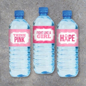 Breast Cancer Awareness Water Bottle Labels Printable DIY ...