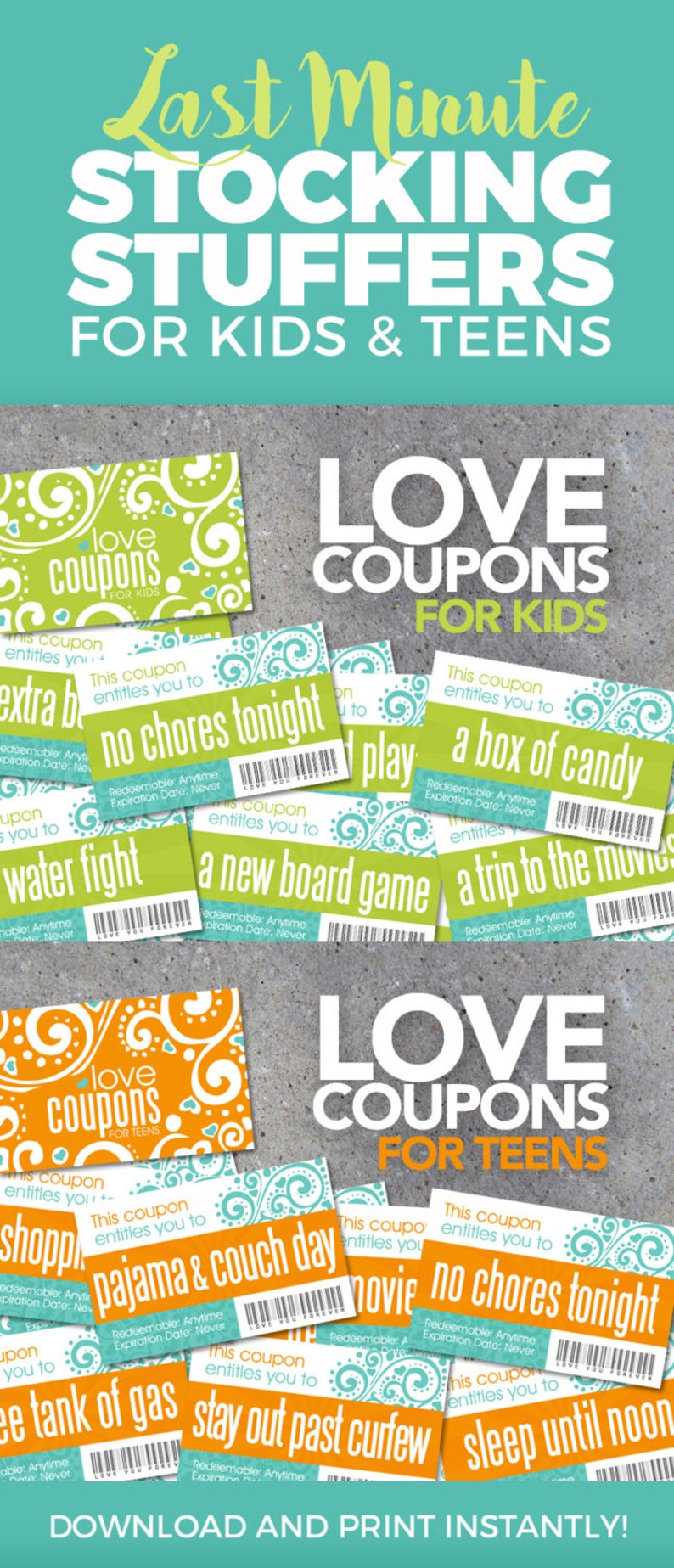 Love Coupons FOR KIDS Printable Instant Download Printable ...