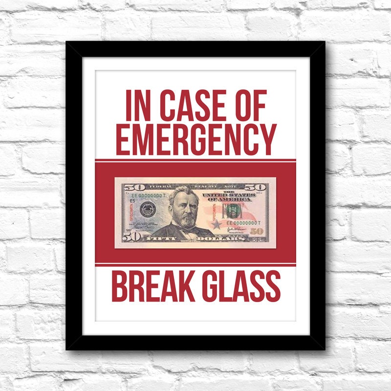 In Case of Emergency Break Glass Printable Art Humorous Home - Etsy