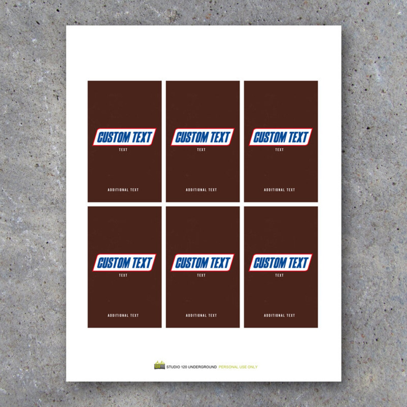 Snickers Fun Size Personalized Printable Candy Bar Wrapper Etsy