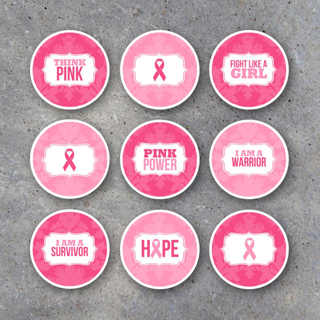 Breast Cancer Awareness Tags and Cupcake Toppers Printable