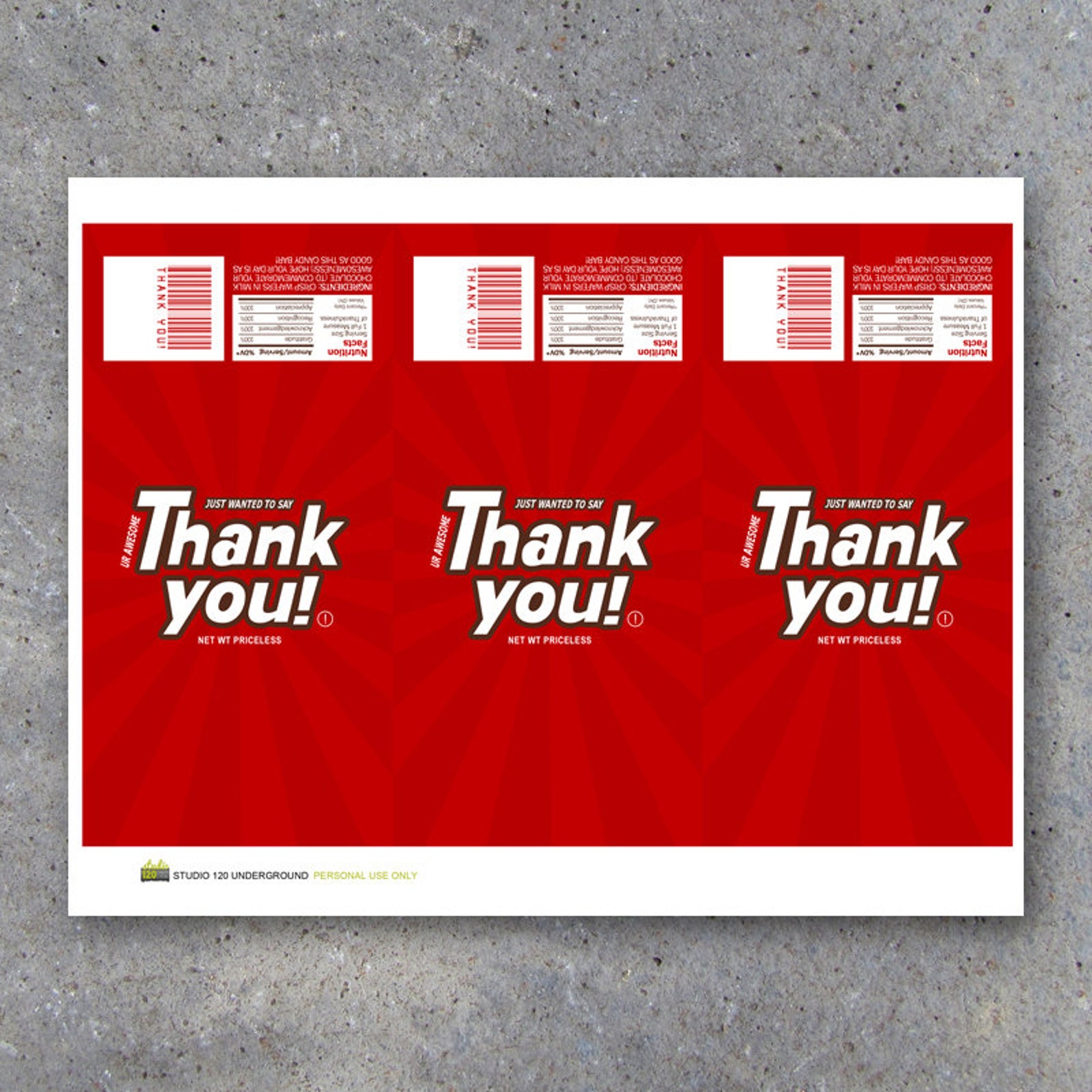 THANK YOU Candy Bar Wrappers Printable Instant Download Etsy