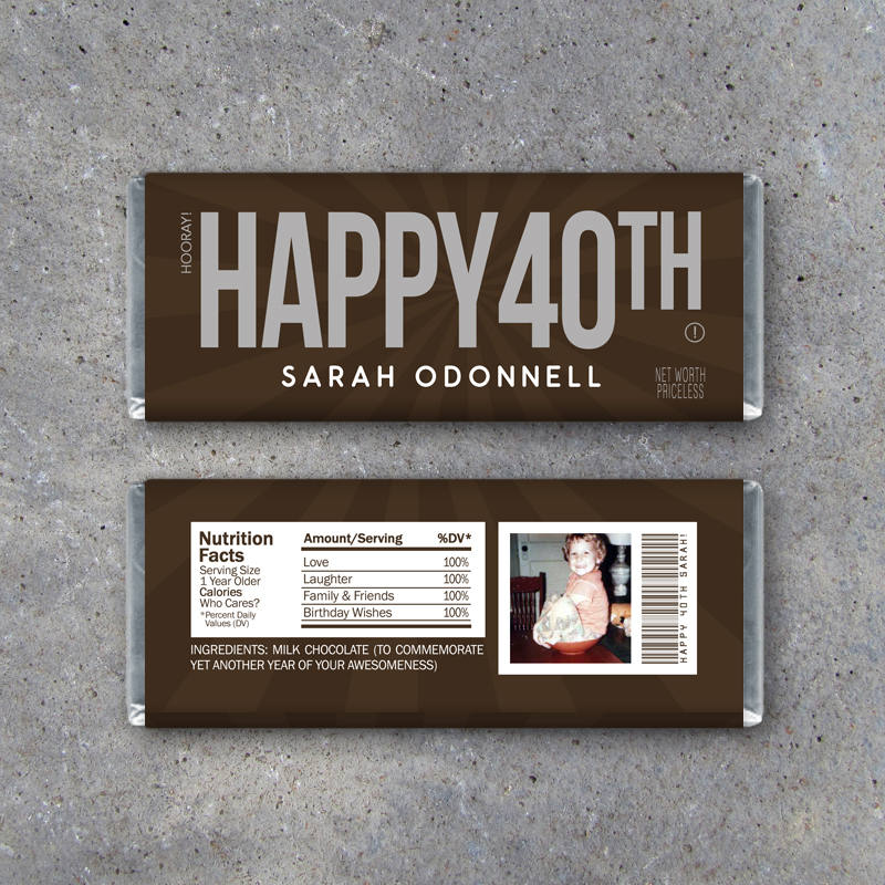 HAPPY 40TH Personalized Candy Bar Wrappers Printable Etsy
