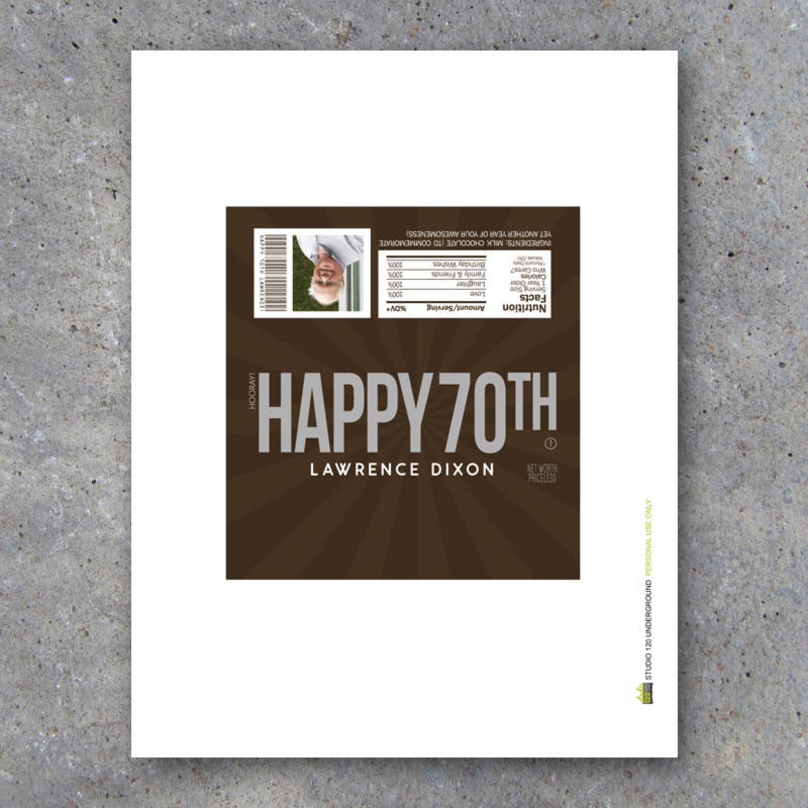 HAPPY 70TH Personalized Candy Bar Wrappers Printable | Etsy
