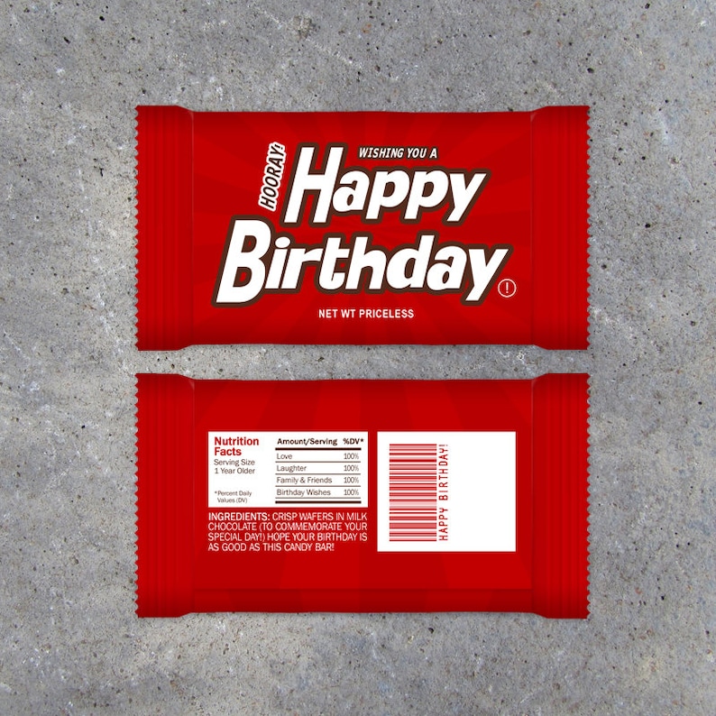 happy birthday candy bar wrappers printable instant