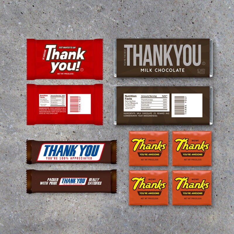 Thank You Collection Printable Candy Bar Wrappers to Show Etsy