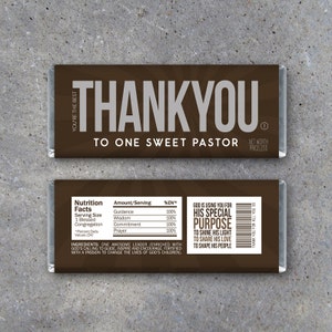 THANK YOU Pastor Appreciation Candy Bar Wrappers Printable Instant Download Pastor Appreciation Gift Idea Religious Christian Gifts image 1