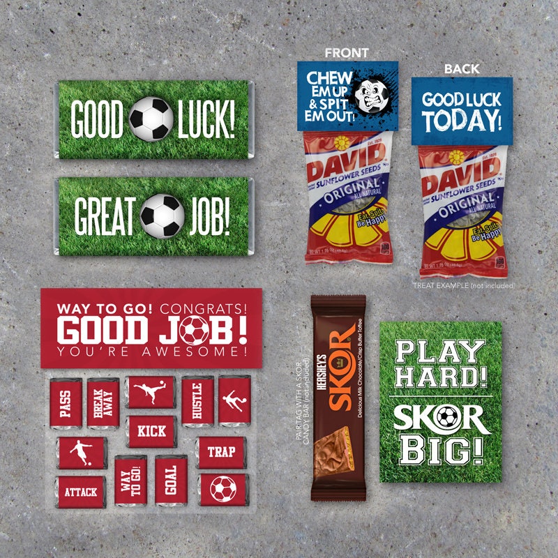 Soccer Good Luck / Great Job Collection Printable candy Etsy