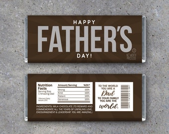 Happy FATHER'S DAY Candy Bar Wrappers – Printable Instant Download – Father's Day Gift Idea – Last Minute Diy Fathers Day Gift For Dad