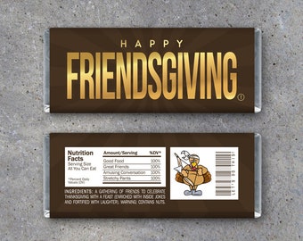 Happy Friendsgiving Candy Bar Wrappers – Printable Instant Download – For Friends Giving Party Favors or DIY Gifts - Thanksgiving Gift Tag