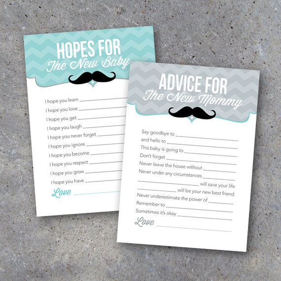 Little Man Baby Shower Advice Cards – Instant Download – 5" x 7" Printable Advice Cards for Mommy-to-be and Hope Cards for the New Baby Il_570xn