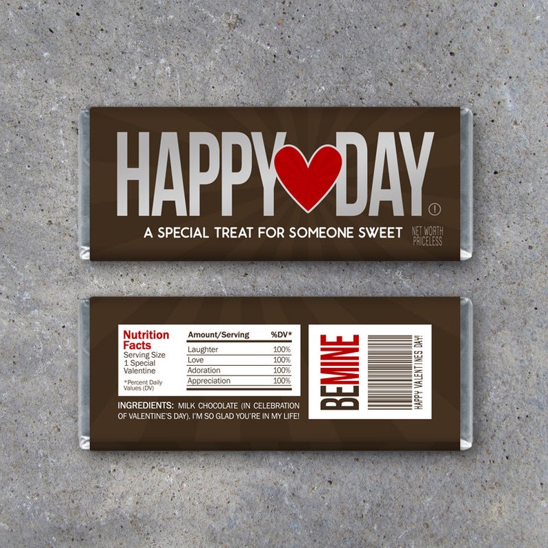Happy Valentine's Day Collection Printable Candy Bar - Etsy