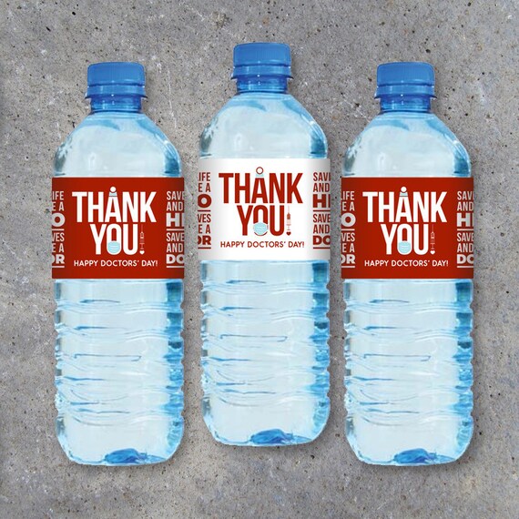DOCTOR APPRECIATION GIFT – Printable "Thank You" Water Bottle Labels Instant Download – Happy Doctors' Day Gift – National Physicians Week Il_570xn