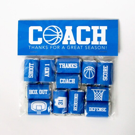 Basketball Coach Gift – Printable Basketball Mini Candy Bar Wrappers & Matching Treat Toppers – Coach Thank You Gift – End of Season Treats Il_570xn