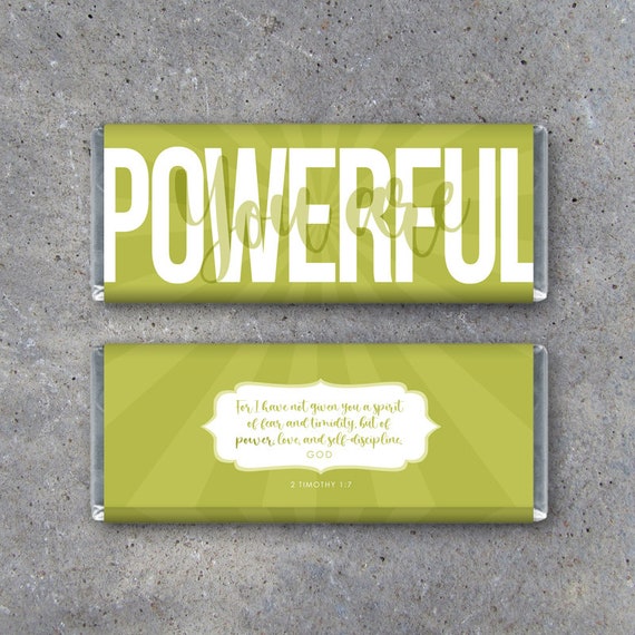You Are Powerful Candy Bar Wrapper – Printable Instant Download – Encouraging "Messages From God" - Scripture Christian Gift - RAK Gift Il_570xn