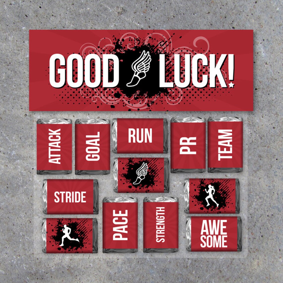 Cross Country Track Good Luck Collection Printable candy | Etsy