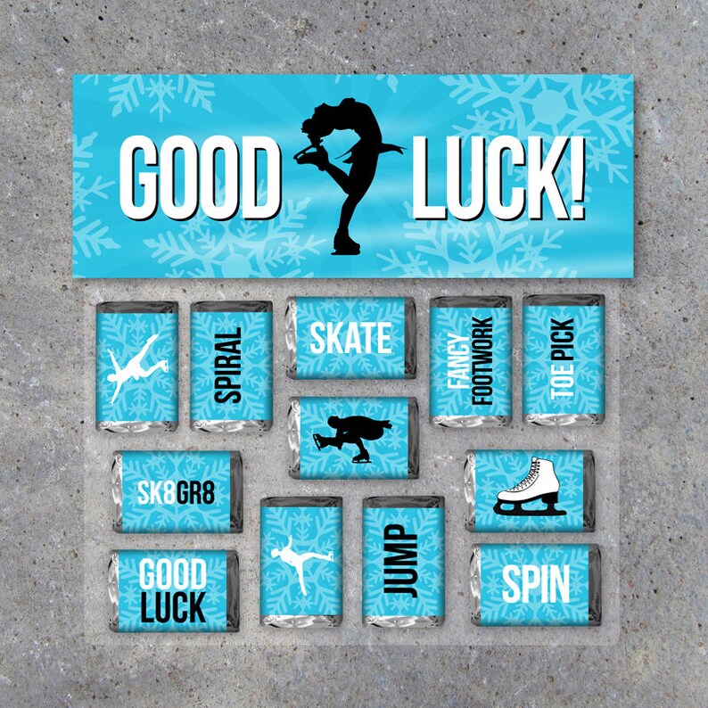Figure Skating GOOD LUCK Gift Printable Ice Skating Mini - Etsy