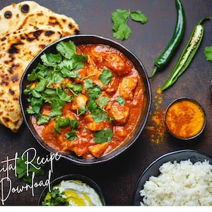 Delicious Chicken Tikka Masala. Quick, easy recipe. Instant Download