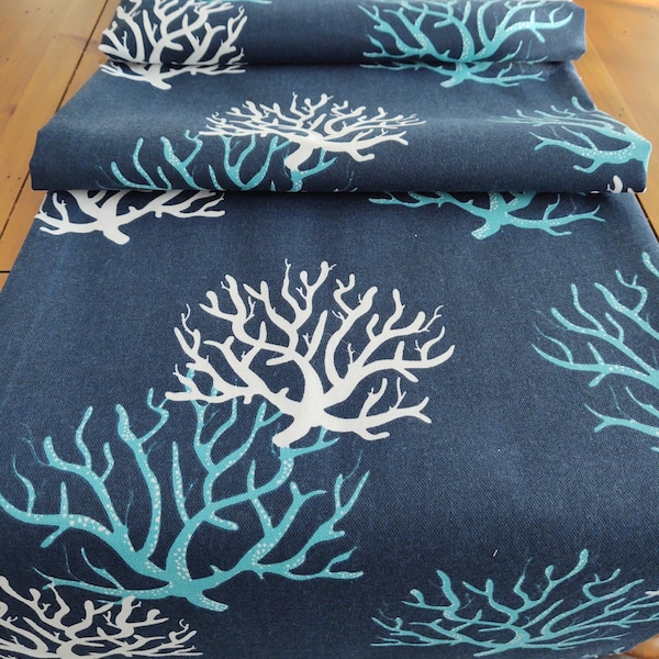 Ready to ship Coastal Table Runner, Aqua blue coral, Beach house decor, Table runner, Coastal home, dresser scarf