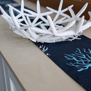 Coastal Beach House Table Scarf: Navy Coral Console Table Decor