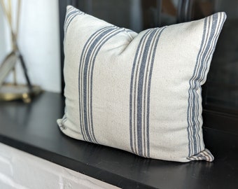 Grain Sack Pillow Cover: Coastal Farmhouse Style, Fits 20x20 Insert