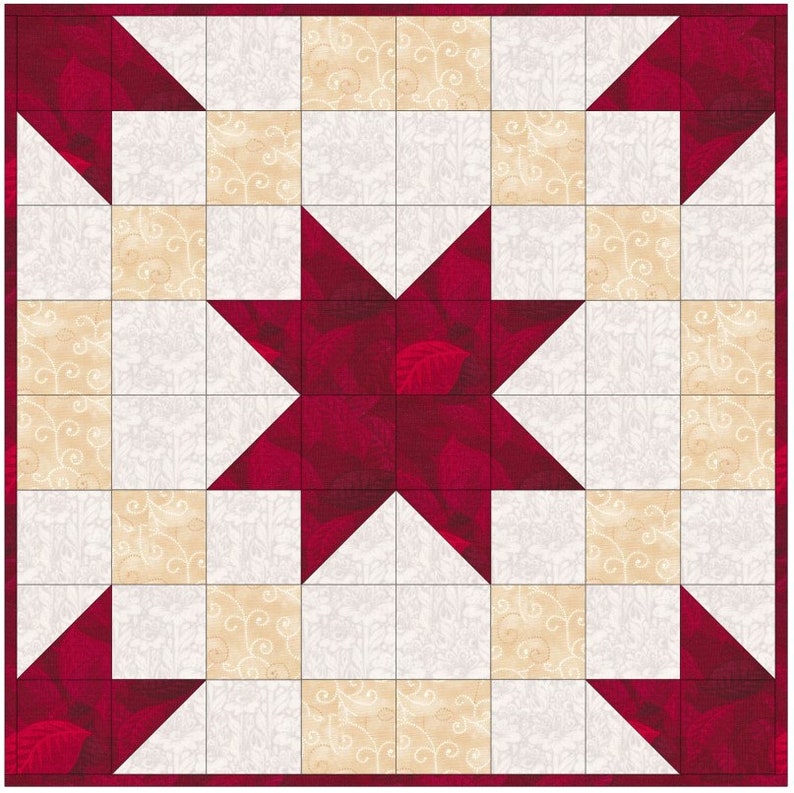 Christmas Stars - Quilted Table Topper Pattern, Christmas Block Pattern ...