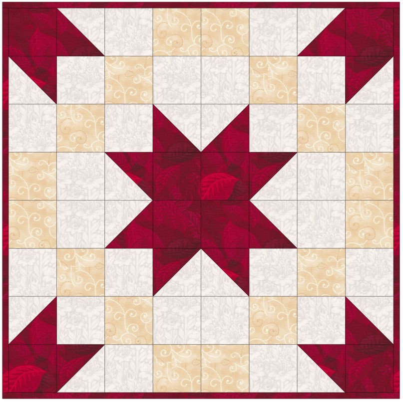Christmas Stars - Quilted Table Topper PDF Pattern, Pieced Star Blocks ...
