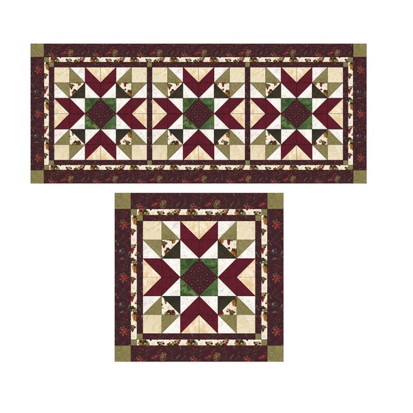 Wine-Themed Quilted Table Runner and Table Topper PDF Pattern