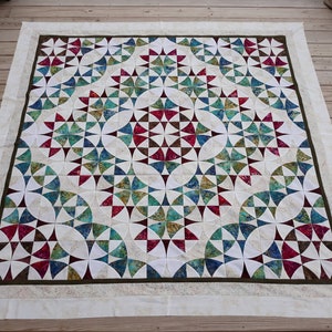 Winding Ways in Bloom - Quilt PDF Pattern, Pieced Winding Ways Blocks, Quilt Pattern