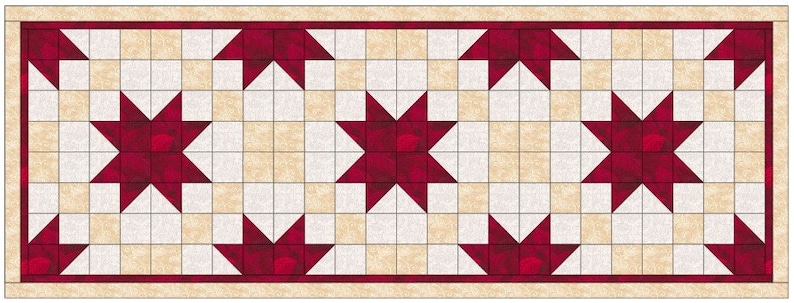 Christmas Stars - Quilted Table Topper Pattern, Christmas Block Pattern ...