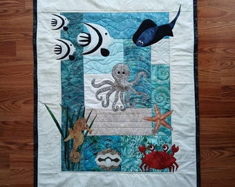 Seaside Wall Hanging Pattern - Ocean and Beach Theme Quilted Wall Hanging