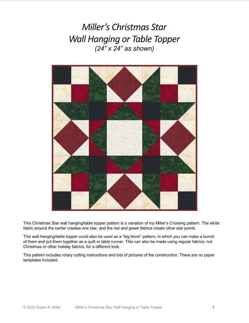 Miller's Christmas Star Wall Hanging or Quilted Table Topper PDF ...