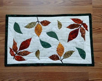 More Leaves Abound Table Runner Pattern -- Autumn and Fall Leaves Table Runner -- Raw-Edge Applique PDF Quilt Pattern
