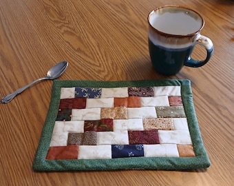 Stepping Stones Mug Rug - Quilted Mug Rug PDF Pattern, Pieced Blocks, Easy Mug Rug Pattern