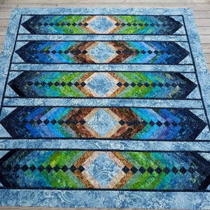 Tranquility - Horizontal French Braid Quilt PDF Pattern, Batik Fabrics, Jellyroll Strips, Quilt Pattern