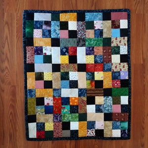 4-Patch Chains - Scrappy Quilt PDF Pattern Made, Pieced 4-Patch Blocks, Easy Beginner Quilt Pattern