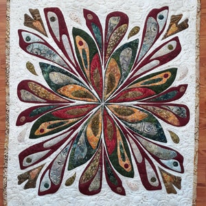 Almost Fractal - Appliqued Quilted Wall Hanging PDF Pattern, Batik Fabrics and Raw-Edge Applique - Fractal Art Inspired