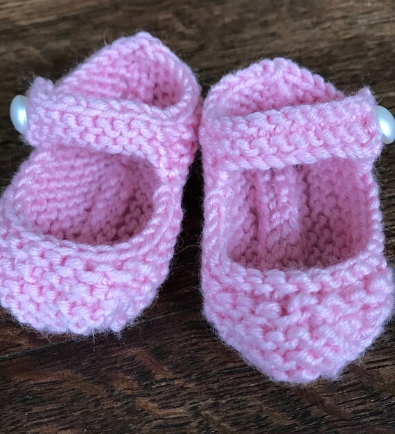 Knit Baby Girls Tea Party Mary Jane Shoes Booties 4 Sizes Handmade Crochet
