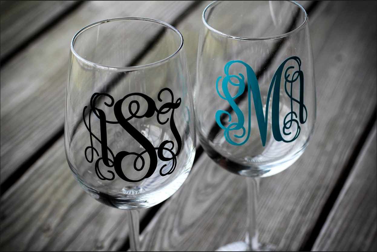 Personalized Wine Glass Decal Monogram Wine Glass Decal Etsy