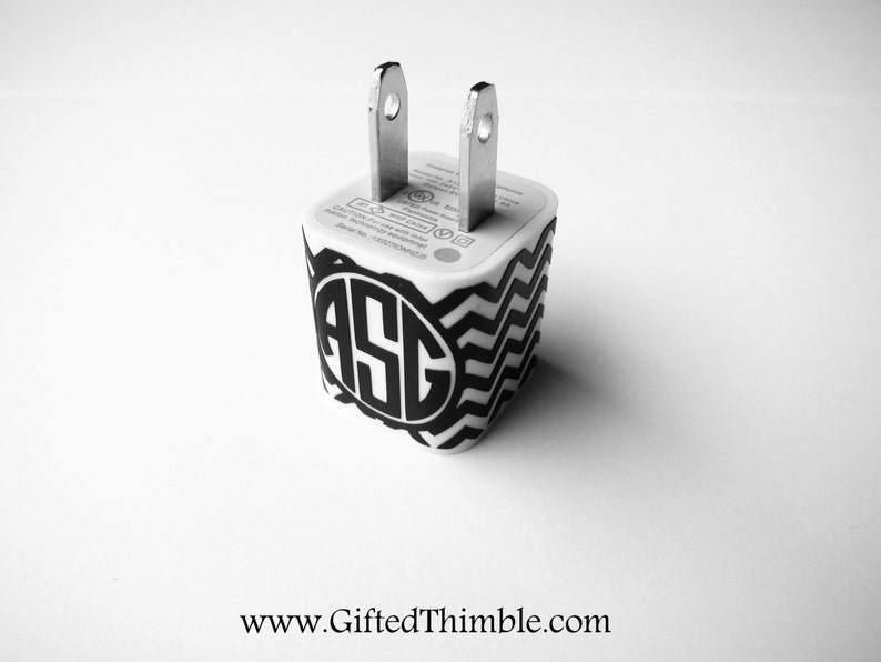 Chevron Monogram Iphone Charger Decal / Iphone Charger Wrap Etsy