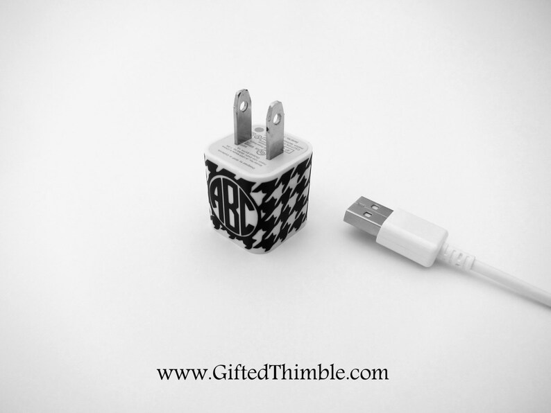 Houndstooth Monogram Iphone Charger Decal / Iphone Charger Etsy