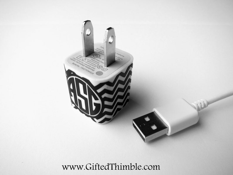 Chevron Monogram Iphone Charger Decal / Iphone Charger Wrap Etsy