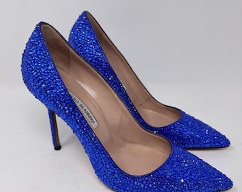 Custom Swarovski-Strassed Manolo Blahnik Heels Size 38.5