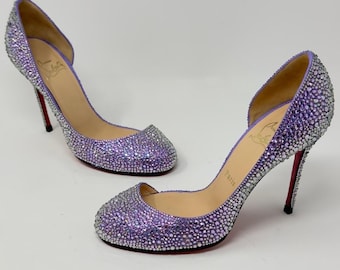 Custom Strassed Christian Louboutin D'orsay Pumps in Swarovski Crystals 37.5