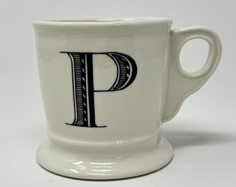 Anthropologie Letter P Monogram Initial White Black Mug Coffee Cup