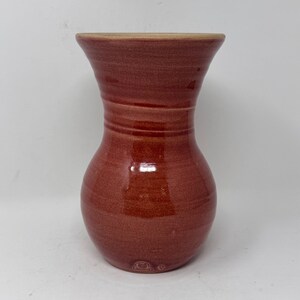 Vintage Rowe Pottery Works Vase Cranberry Crackle 8" Stoneware