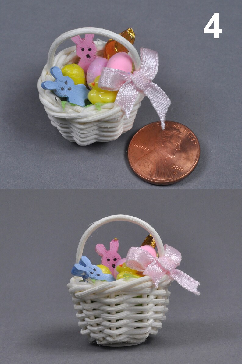 Tiny Miniature Easter Baskets 1:12 Scale, Dollhouse Easter Basket ...