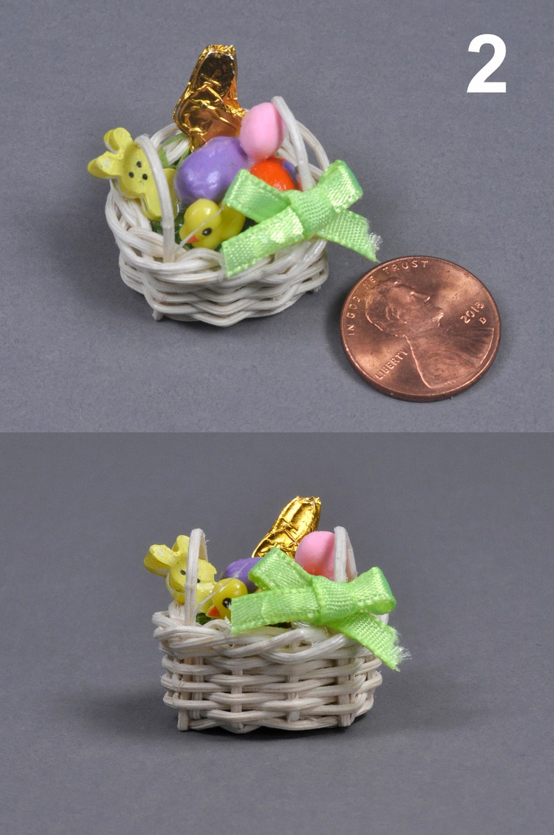 Tiny Miniature Easter Baskets 1:12 Scale, Dollhouse Easter Basket ...