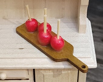 Dollhouse Halloween Candy Apples, 1:12 scale,Tiny sweet treats for trick or treaters Or poisoned apples for tiny witches and goblins (#11)